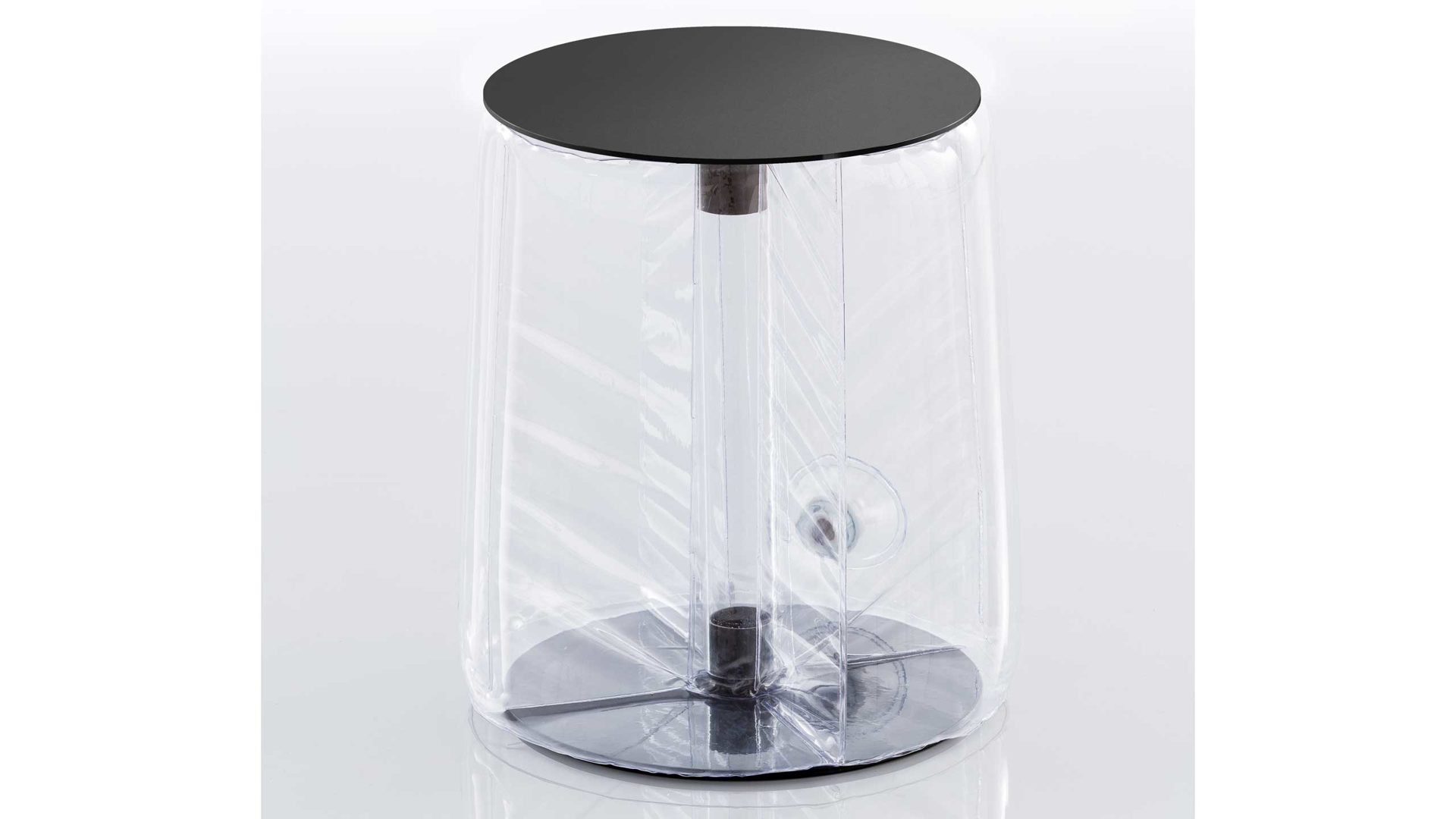 Hocker Mojow design aus Aluminium Kunststoff in Klar Helly Eko Design-Sitzhocker Transparent, Sitzfläche Metall schwarz