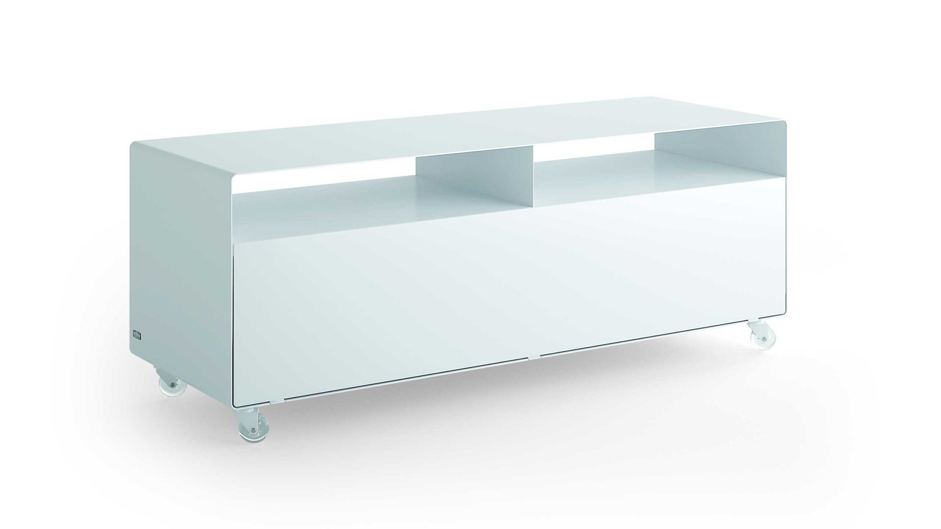 Sideboard Müller möbelfabrikation aus Metall in Weiß Sideboard, Rollwagen Mobile Line R109-T Lack signalweiss, Breite 120 cm